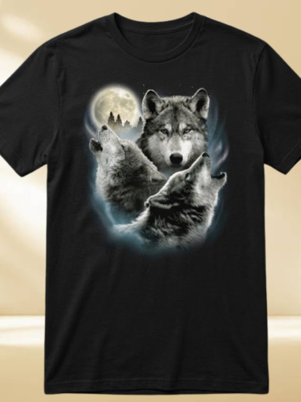 Wild Wolf Pack Graphic Tee | Midnight Moon Howling Wolf Shirt